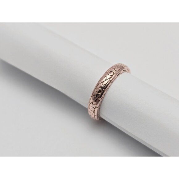 Beautiful 14K Karat Solid Rose Gold Designer Textured Wedding Ring Band - Size 8 - Picture 4 of 13